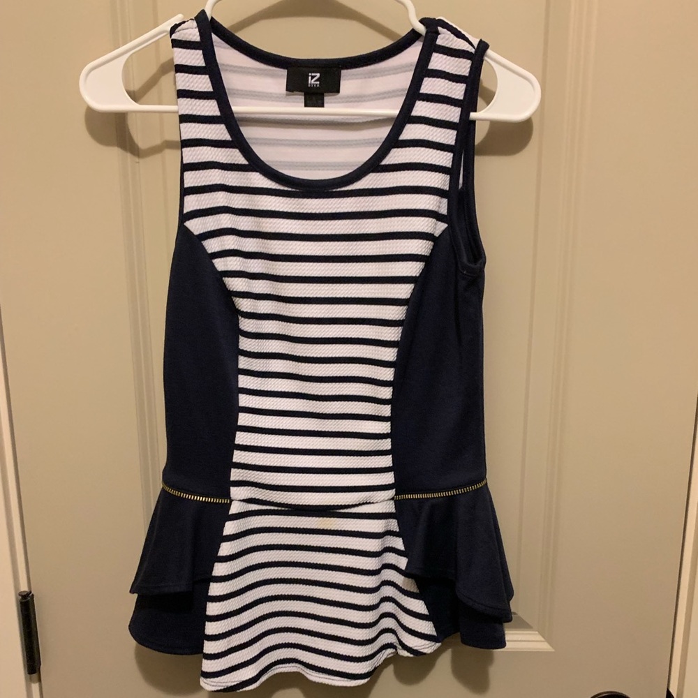 Sleeveless striped peplum top